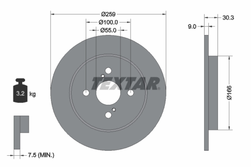 2x TEXTAR Bremsscheibe 92156300