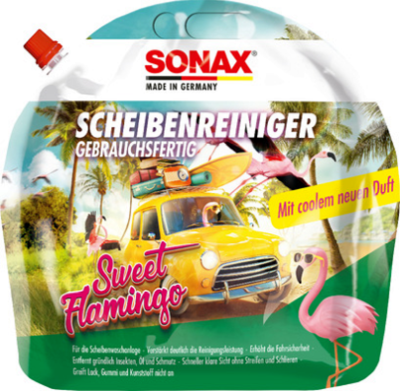 SONAX Cleaner, window cleaning system Windscreen Wash ready-to-use Sweet Flamingo