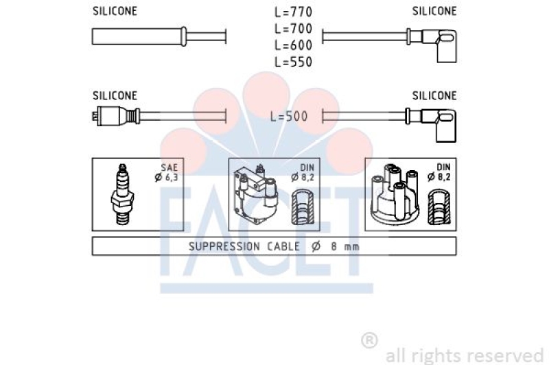 FACET Ignition Cable Kit Made in Italy - OE Equivalent