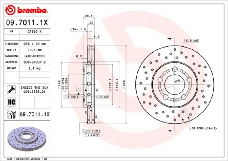 Brembo XTRA LINE Bremsscheiben gelocht + Brembo Bremsbeläge