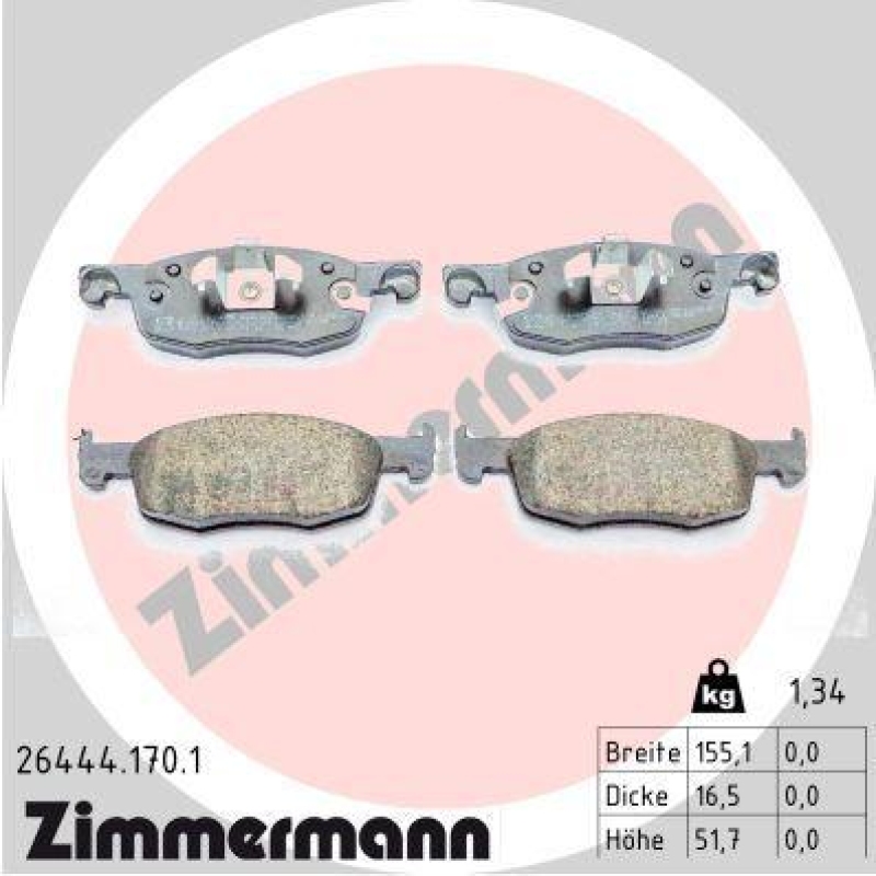 ZIMMERMANN Bremsbelagsatz, Scheibenbremse 26444.170.1
