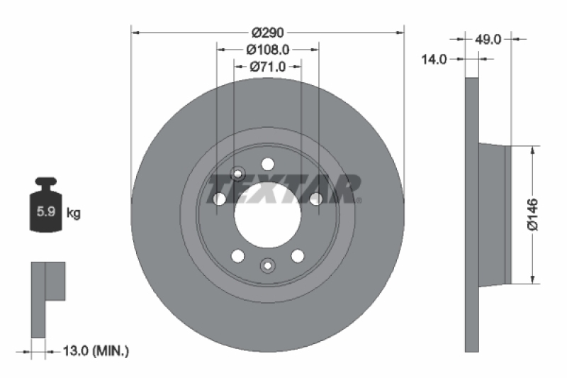 2x TEXTAR Bremsscheibe 92157100