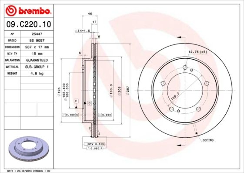 2x BREMBO Bremsscheibe PRIME LINE