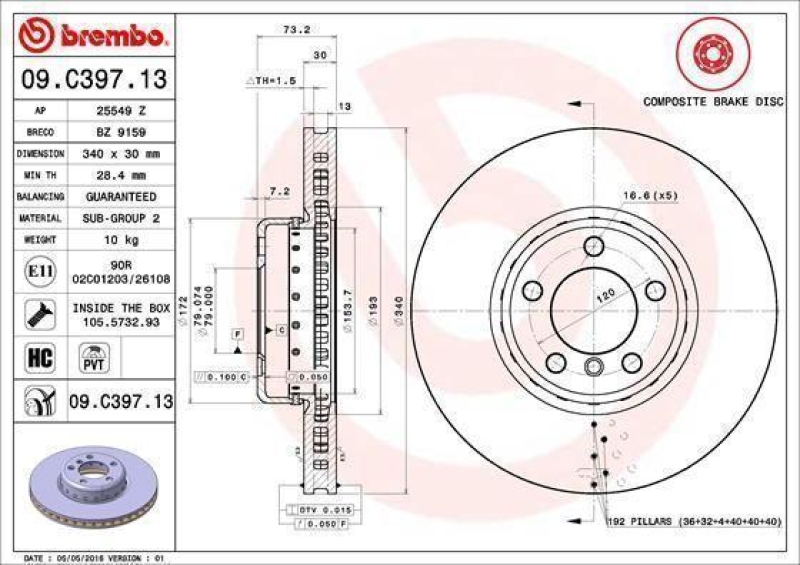 2x Brembo Bremsscheiben 340mm + Beläge Vorne passend für BMW 1 F20 ...