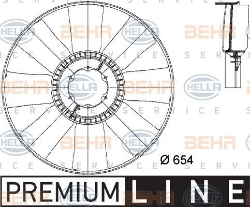 HELLA Fan Wheel, engine cooling BEHR HELLA SERVICE *** PREMIUM LINE ***