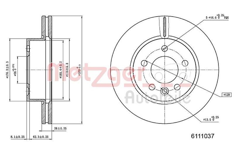 2x METZGER Bremsscheibe GREENPARTS