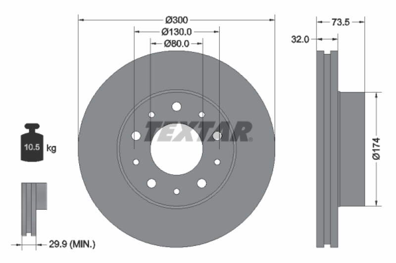 2x TEXTAR Bremsscheibe PRO