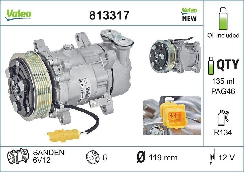 VALEO Kompressor, Klimaanlage VALEO CORE-FLEX 813317