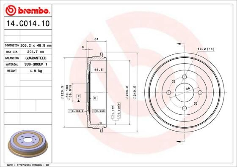 2x BREMBO Brake Drum ESSENTIAL LINE