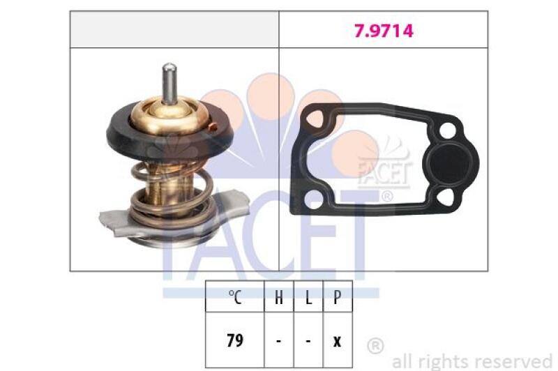 FACET Thermostat, coolant Made in Italy - OE Equivalent