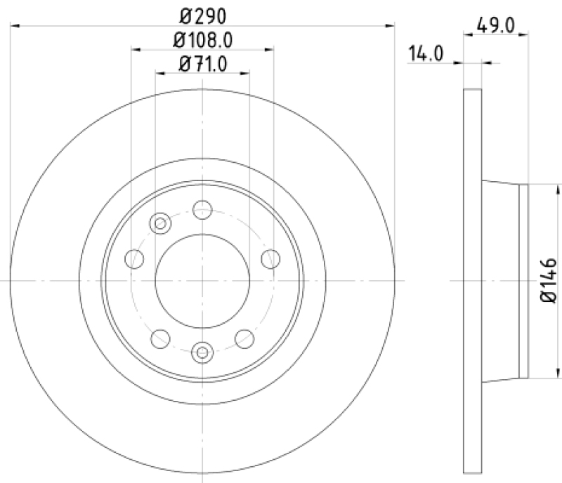 2x HELLA Brake Disc