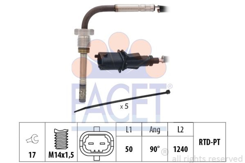 FACET Sensor, exhaust gas temperature Made in Italy - OE Equivalent