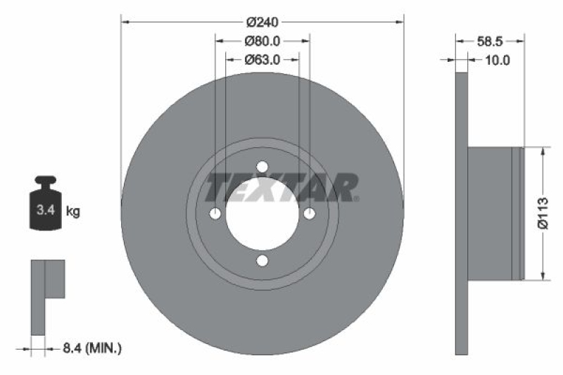 2x TEXTAR Brake Disc