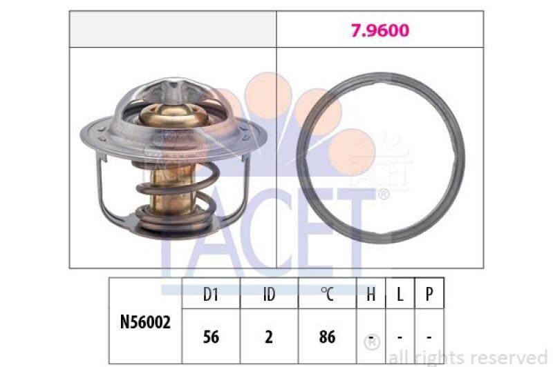 FACET Thermostat, coolant Made in Italy - OE Equivalent