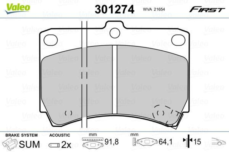 VALEO Bremsbelagsatz, Scheibenbremse ESSENTIAL 301274