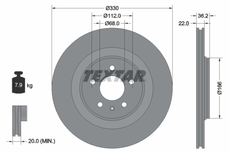 2x TEXTAR Bremsscheibe PRO 92160303