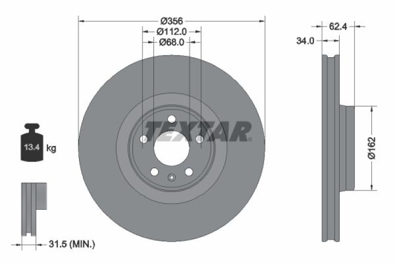 2x TEXTAR Bremsscheibe PRO+