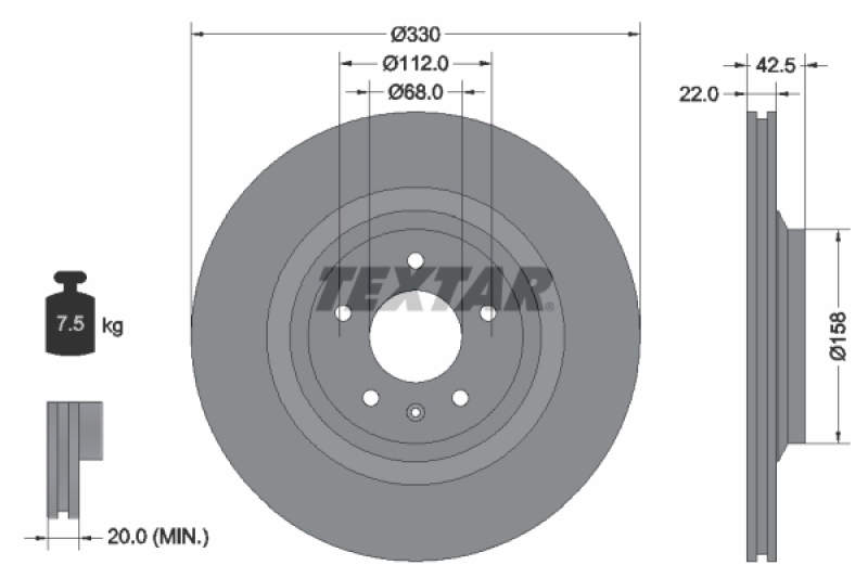 2x TEXTAR Bremsscheibe PRO