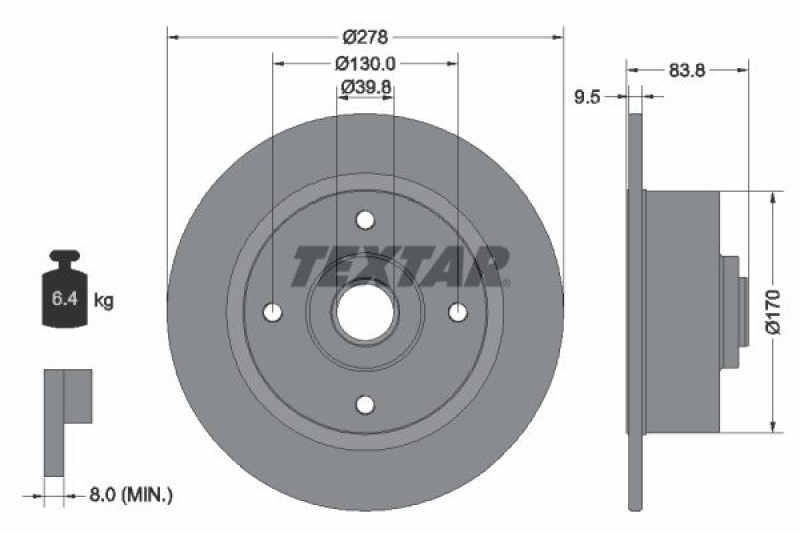 2x TEXTAR Bremsscheibe