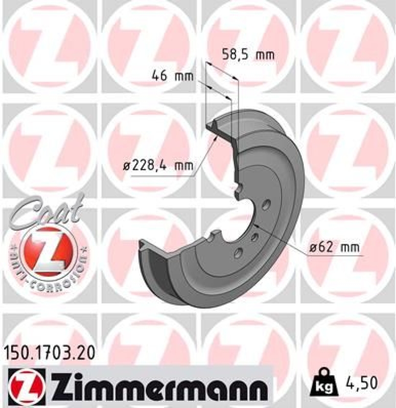 2x ZIMMERMANN Brake Drum COAT Z