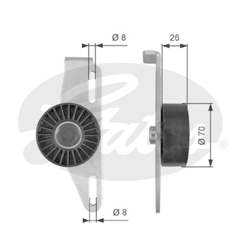 GATES Tensioner Pulley, V-ribbed belt DriveAlign®
