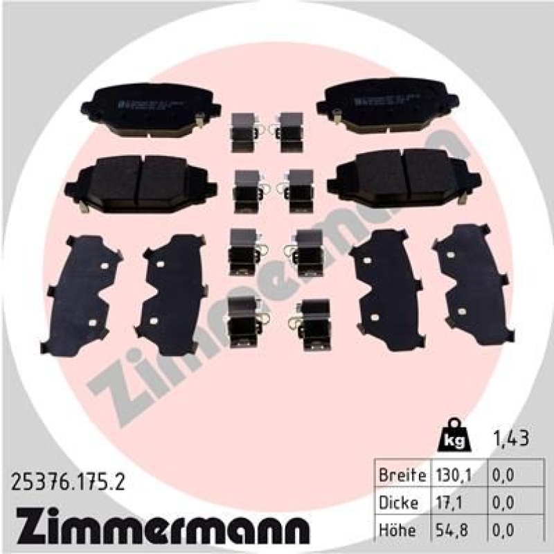 ZIMMERMANN Bremsbelagsatz, Scheibenbremse