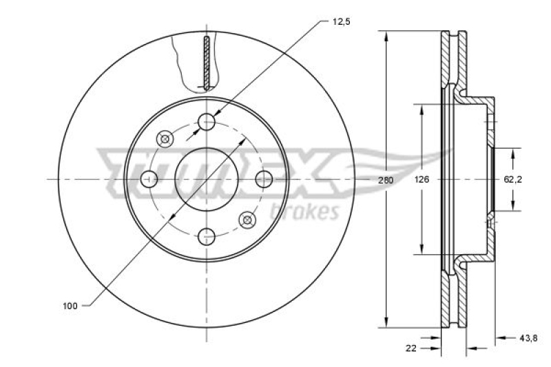 2x TOMEX Brakes Bremsscheibe