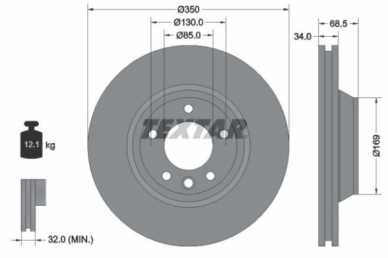 2x TEXTAR Brake Disc