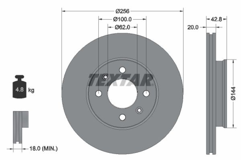 2x TEXTAR Bremsscheibe PRO 92295403