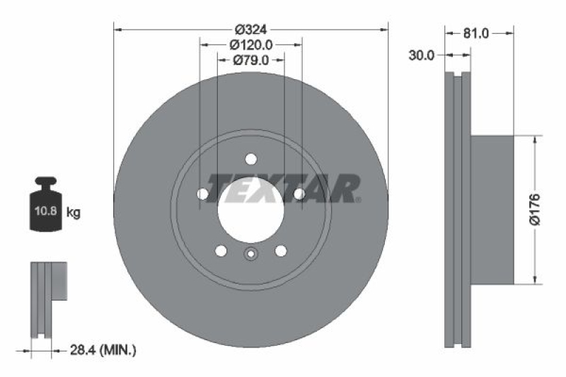 2x TEXTAR Bremsscheibe PRO+ 92122805