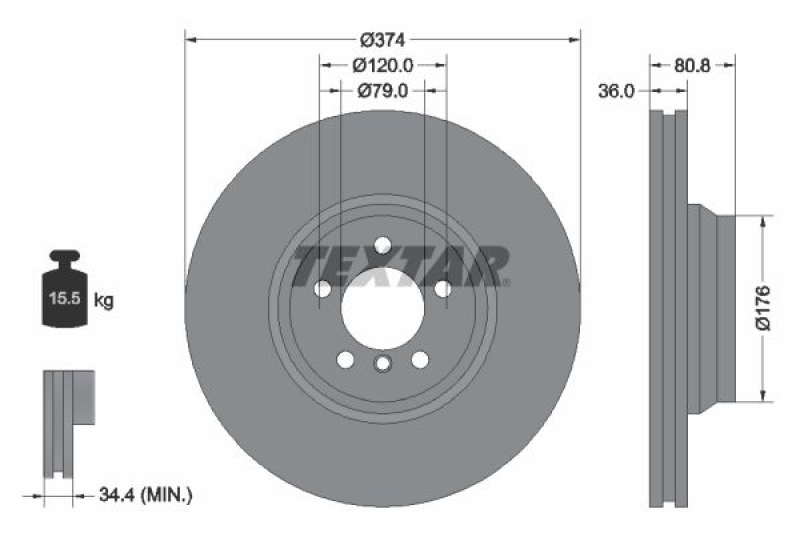 2x TEXTAR Bremsscheibe PRO 92123003
