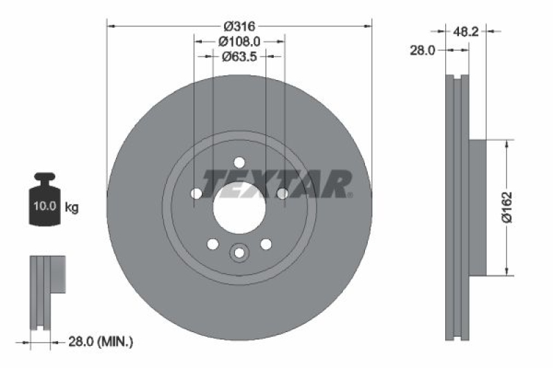 2x TEXTAR Bremsscheibe PRO+