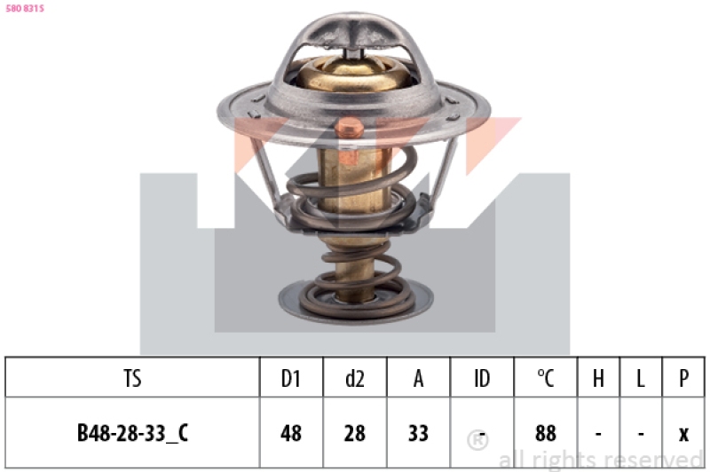 KW Thermostat für Kühlmittel / Kühlerthermostat Made in Italy - OE Equivalent