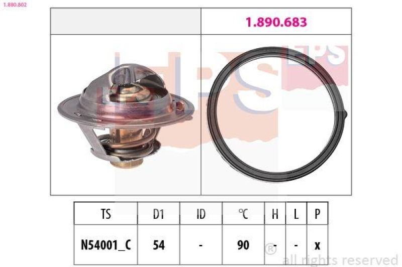 EPS Thermostat für Kühlmittel / Kühlerthermostat Made in Italy - OE Equivalent