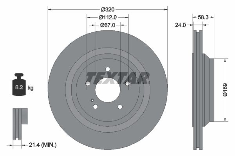 2x TEXTAR Bremsscheibe PRO+ 92160705