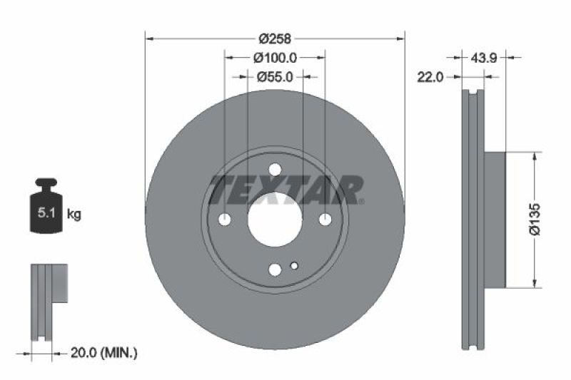 2x TEXTAR Bremsscheibe PRO