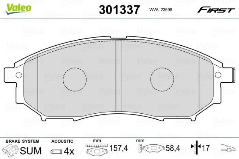 VALEO Bremsbelagsatz, Scheibenbremse ESSENTIAL 301337