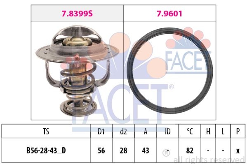 FACET Thermostat, coolant Made in Italy - OE Equivalent