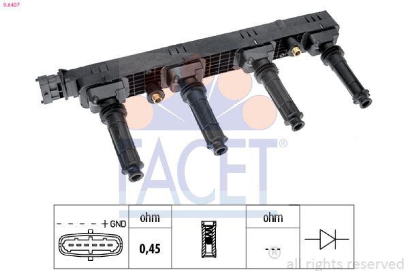 FACET Ignition Coil Made in Italy - OE Equivalent