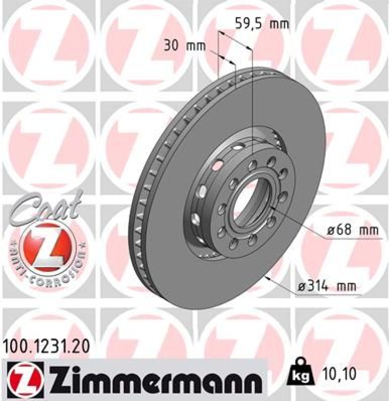 2x ZIMMERMANN Bremsscheibe COAT Z