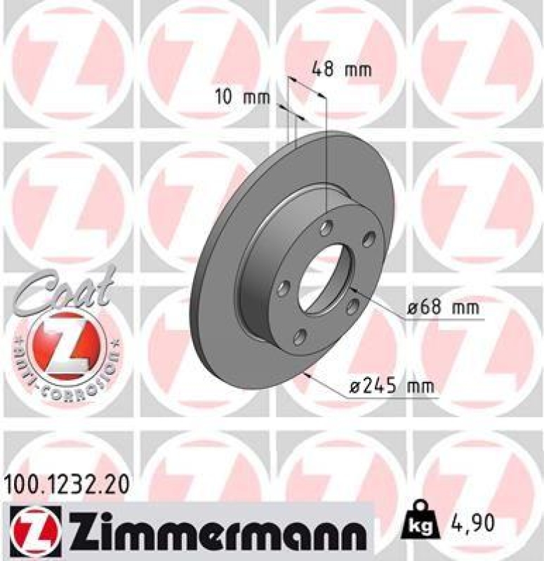 2x Zimmermann Bremsscheiben Coat Z Ø245mm Hinten passend für VW Passat Audi A4 100.1232.20
