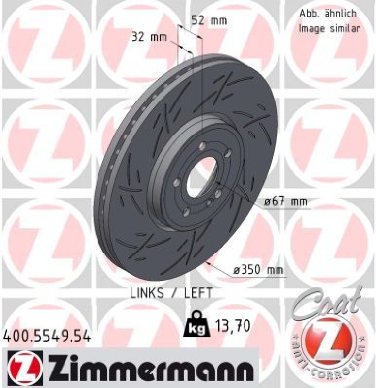 1x Zimmermann Bremsscheibe Black Z Ø350mm Vorne links passend für...
