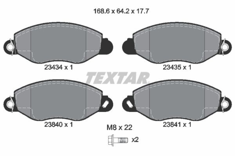 TEXTAR Bremsbelagsatz, Scheibenbremse 2343401