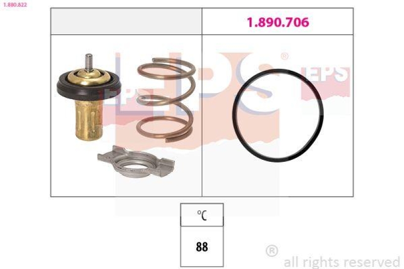 EPS Thermostat für Kühlmittel / Kühlerthermostat Made in Italy - OE Equivalent