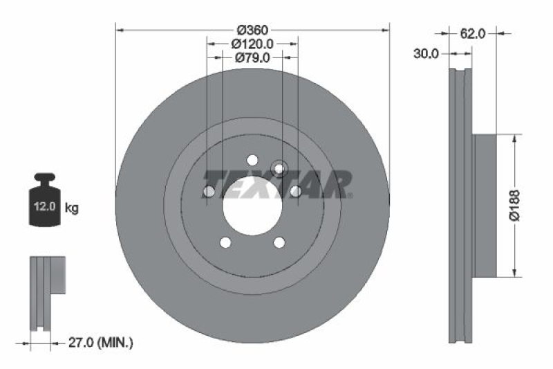 2x TEXTAR Bremsscheibe PRO