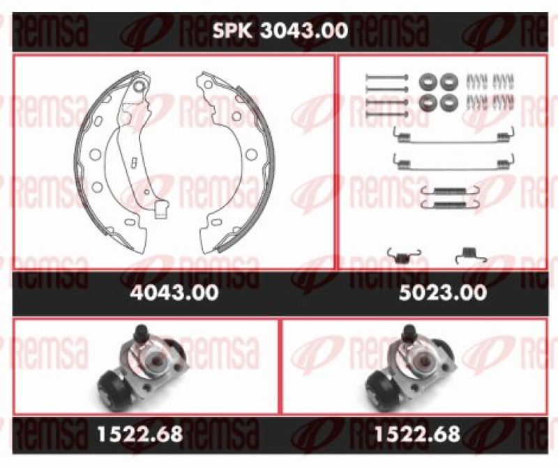 REMSA Brake Kit, drum brake Super Precision Kit