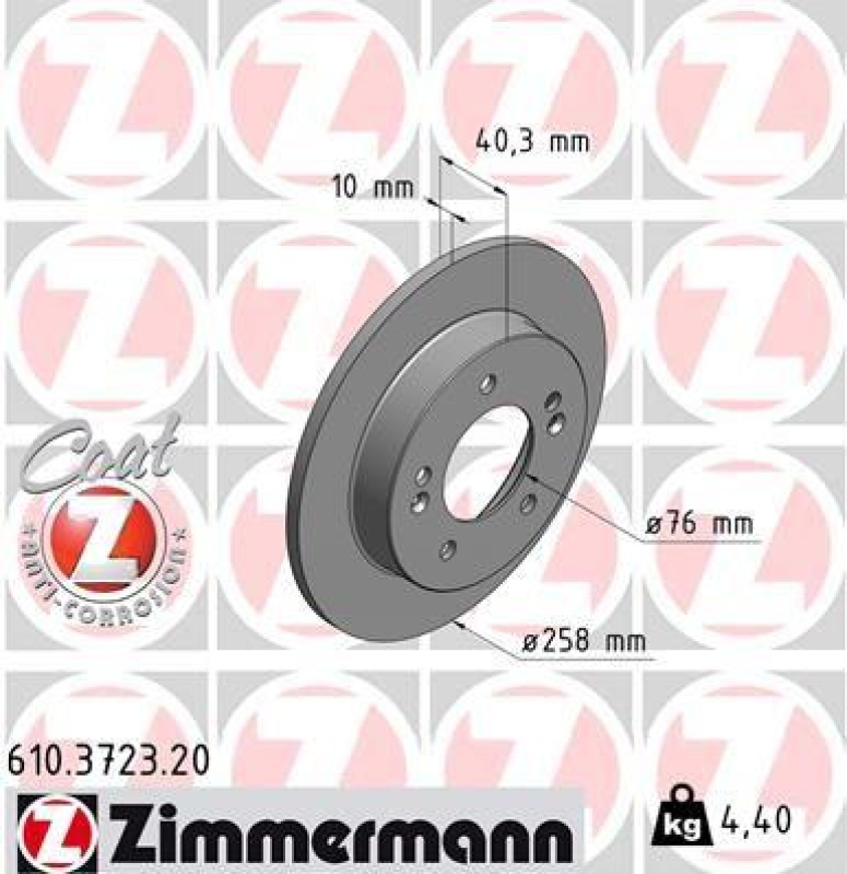 2x Zimmermann Bremsscheiben Coat Z Ø280mm Hinten passend für Volvo V40 D3 T2 610.3723.20