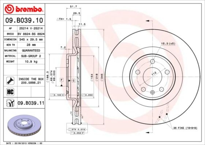 2x BREMBO Bremsscheibe PRIME LINE - UV Coated