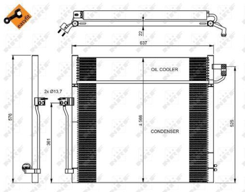 NRF Kondensator, Klimaanlage EASY FIT 350080