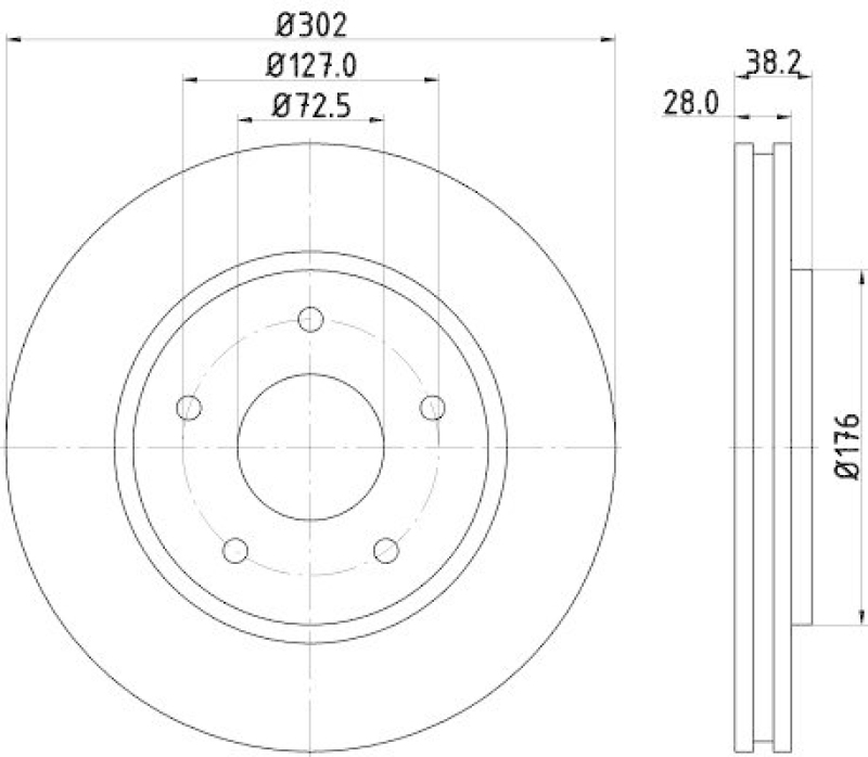 2x HELLA Bremsscheibe PRO High Carbon 8DD 355 129-011